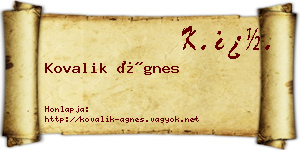 Kovalik Ágnes névjegykártya